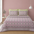 Aaramya Classics Collection Rosé Mosaic bedsheet with intricate pink and white mosaic pattern on soft fabric.